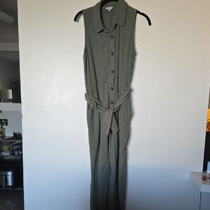 Splendid "Helena Button Down Sleeveless "Green Jumpsuit